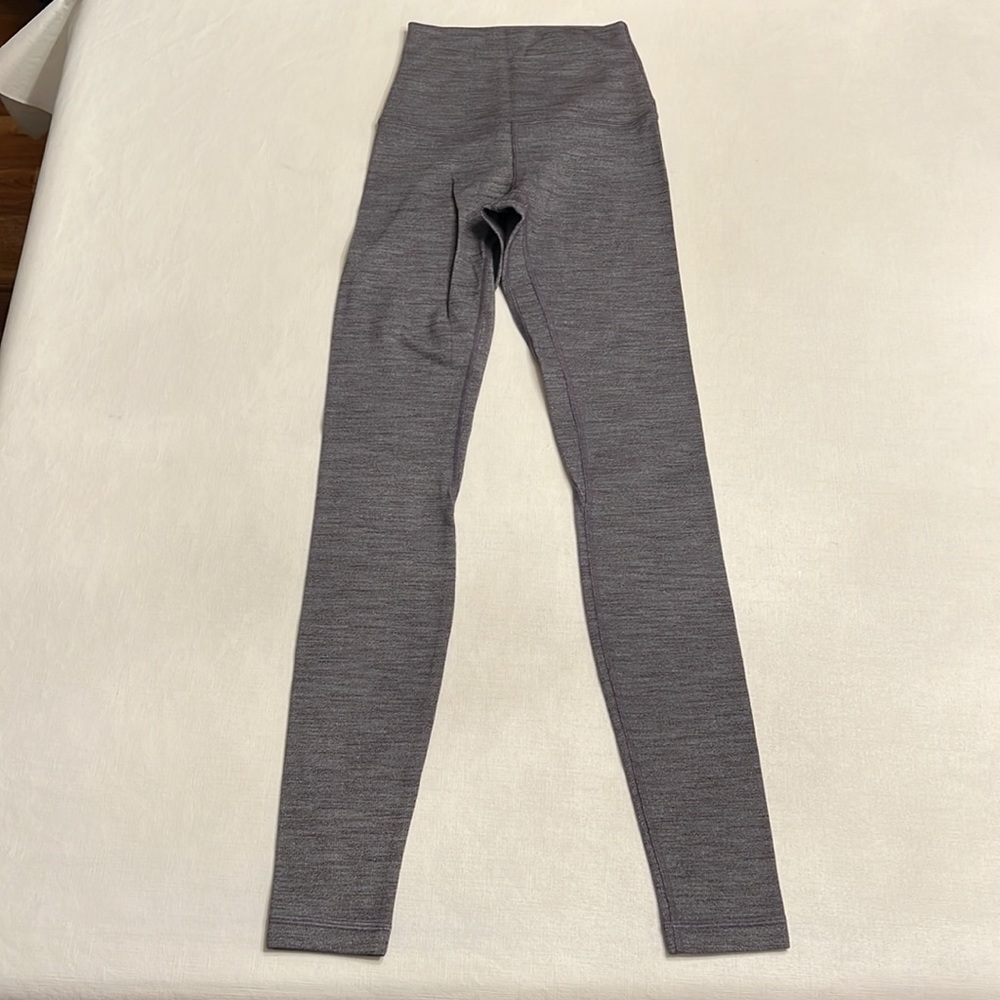 40. Lululemon Align Pant II Mini Heathered Herringbone Heathered Black White - Picture 3 of 4